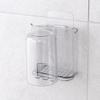 2pcs Wall Mounted Toothbrush Holder PET Mouthwash Cup Rack  Bathroom Accessories