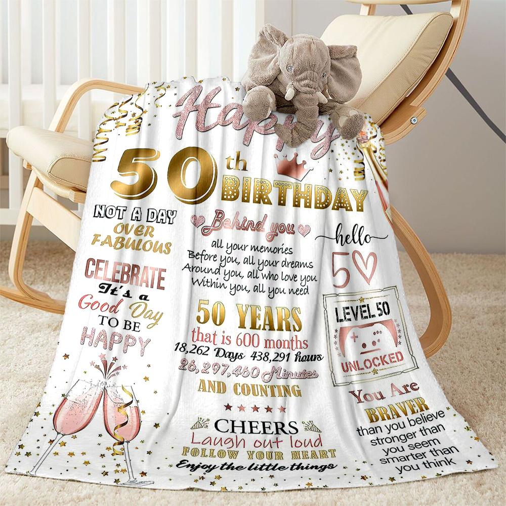 Happy 50th Birthday Celebration flannel,Lightweight,Flannel Blanket,Comfortable Blanket, Sofa Blanket, Gift blankets,Holiday Gift Blanket Blankets