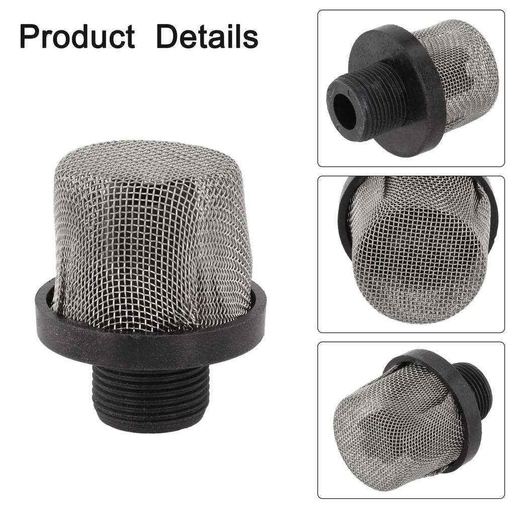 Airless Sprayer Painter Inlet Strainer Extended Pump Life Plastic And Metal 3/4 Inch Inlet Screen Black And Silver
