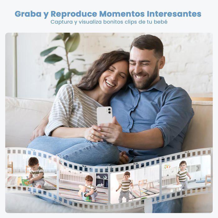 Caméra de Surveillance Bébé, Rotation PTZ 360, Qualité 2K HD, Audio Bidirectionnel,