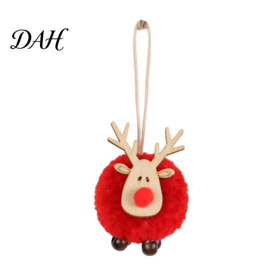 Soft Texture Holiday Tree Ornaments Christmas Felt Elk Hanging Ornaments, Cute Fuzzy Pom Reindeer Adorable Deer for Windows Pendant, Party Winter