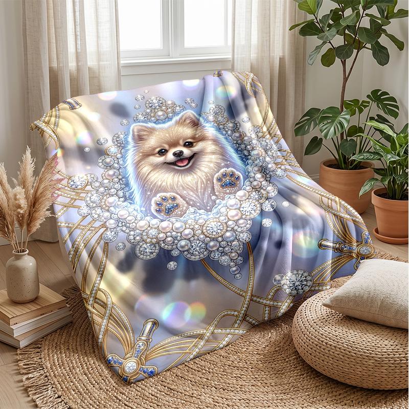 Royal French Bulldog Portrait Theme blanket Lightweight Warm Flannel Blanket Decorative Throw Blanket for Home Decoration