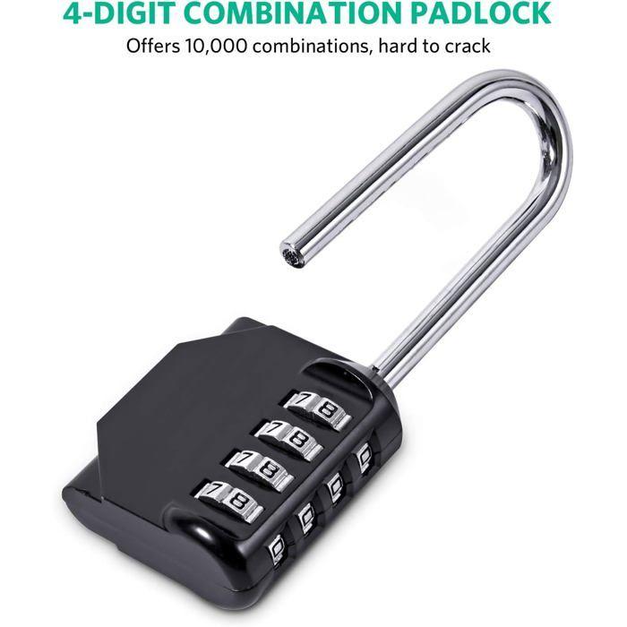 Cadenas - 4 chiffres - 6,5 cm - Étanche - Réinitialisable - Noir