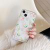 Simple pink flower iPhone15promax mobile phone case Apple 14 transparent 13/12 fine hole anti-drop 11
