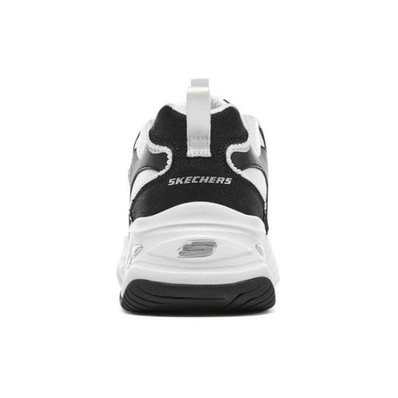 Skechers D'LITES 4.0 Pearl Bear Women Textile Leather Low Top Dad Shoes White Black 896156-BKW