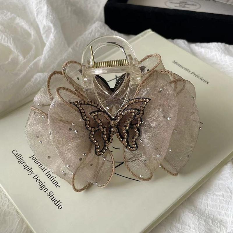 Agrafă de păr din plasă fluture coreeană Mesh Dot Gheara de păr pentru fete dulci Cadou pentru accesorii pentru cap de petrecere