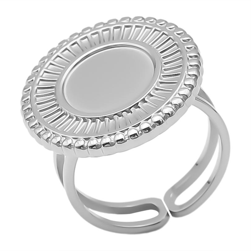 Geometria Semplice Moda Acciaio Inossidabile Anelli Aperti Per Donne Uomini Accessori Colore Argento Cuore Sole Rotondo Base Vuota Fai da Te Anillos