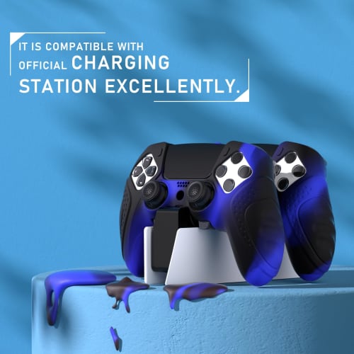 ergonomic anti-slip silicone cover case for playvital ps5 edge controller, soft rubber protector skin for ps5 edge wireless controller with thumb grip