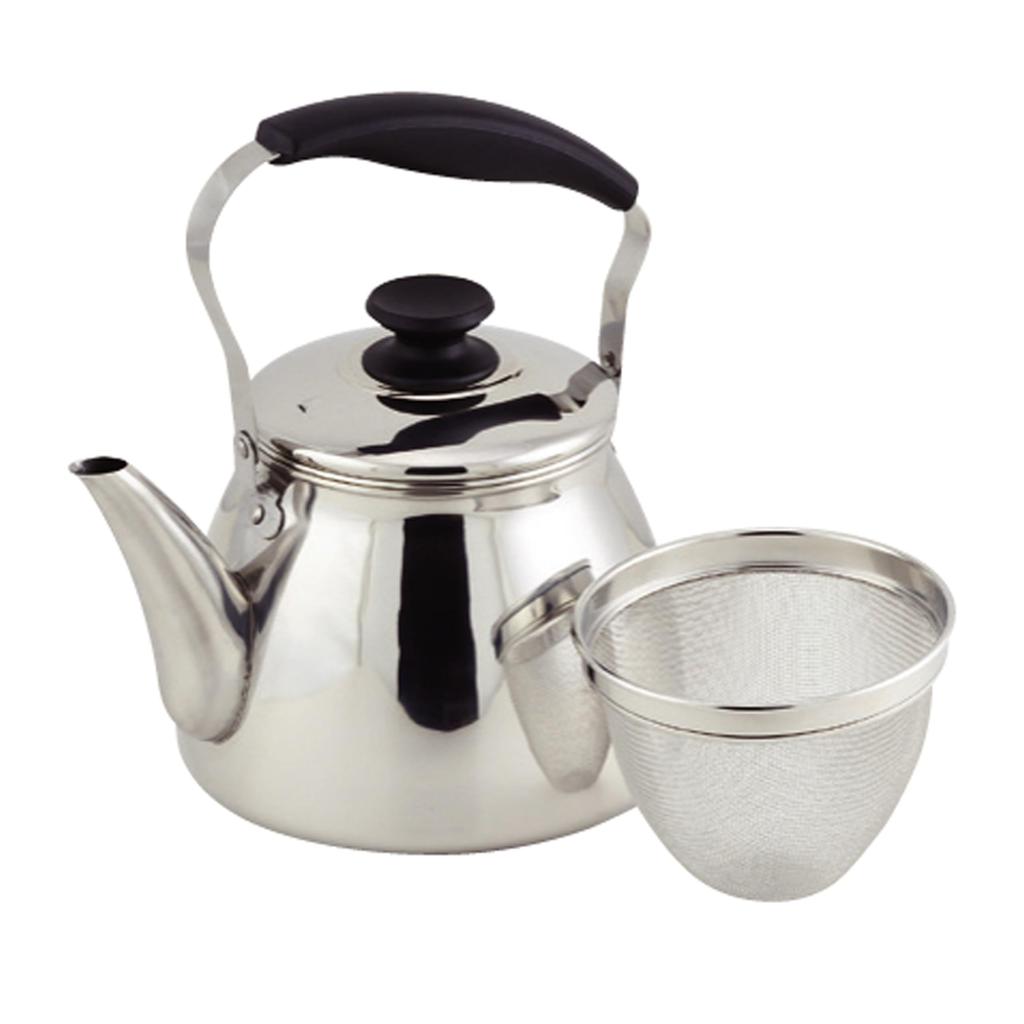 Pearl Metal Wide-Mouth Kettle 1.6L with Tea Strainer, Stainless Steel, IH Compatible, Moltineo HC-1164