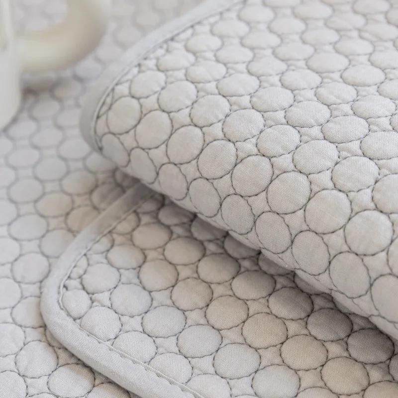 Simple Solid Color Cartoon Embroidered Sofa Mat Pure Cotton Dustproof Anti Slip Sofa Towel Seasonal Universal Fabric Cushion