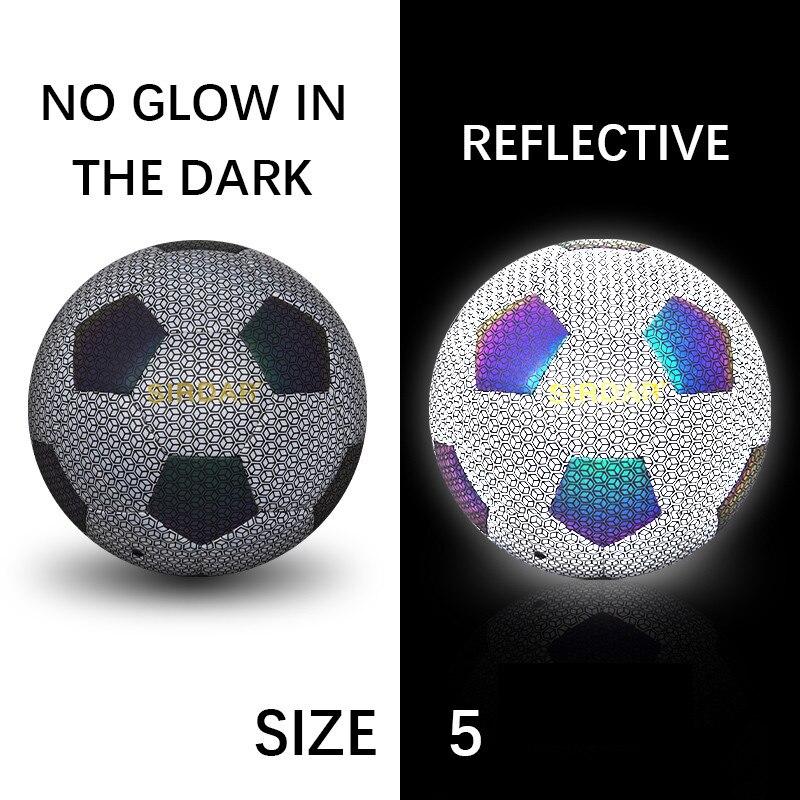 Size 5 Reflective Football Luminous Colorful Soccer Ball For Indoor Outdoor Training