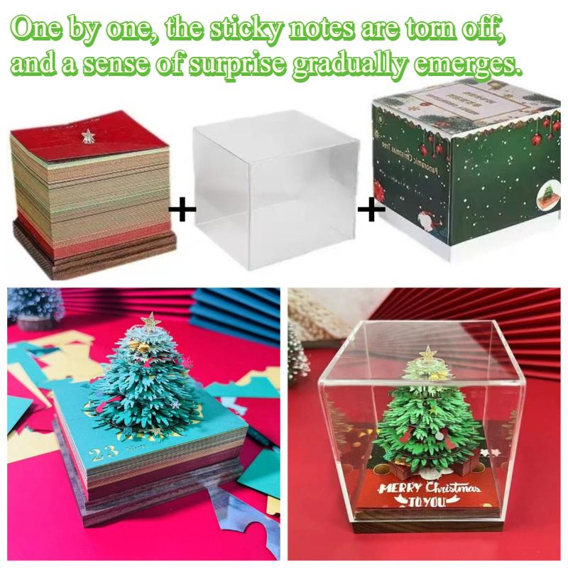3D Christmas Tree Memo Calendar 2026 - Elegant Desktop Decoration Gift 3D Paper Desk Advent Calendar Home New Year Holiday Decor