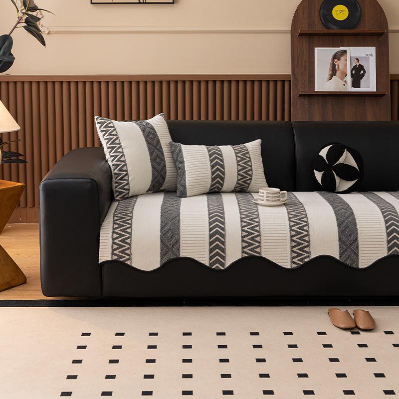 New Sofa Cover Cover Cloth Universal In All Seasons, Straight Row Non-Slip Seat Cushion, High-Grade Chenille Sofa Cushion