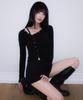ROSEFRANTZ Unbalanced Shirring Long Sleeve [Black]