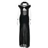 European and American Style Summer Sexy Tube Top Long Dress Fashionable Slim-fitting Halter Mesh Shrinkage Pleated Split Dress