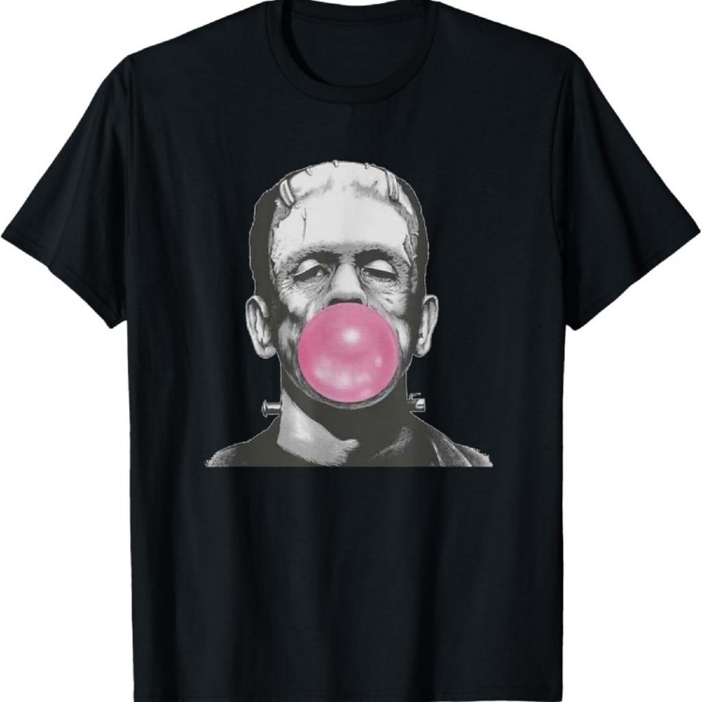 Frankenstein Monster T-Shirt with Pink Bubblegum Bubble T-Shirt