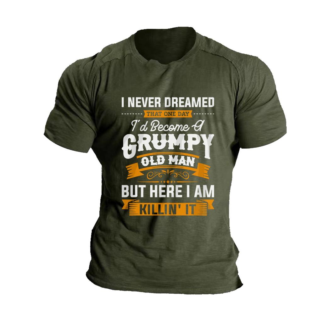 Pánská letní trička s krátkým rukávem s potiskem Pánská letní ležérní móda Prodyšná trička s krátkým rukávem