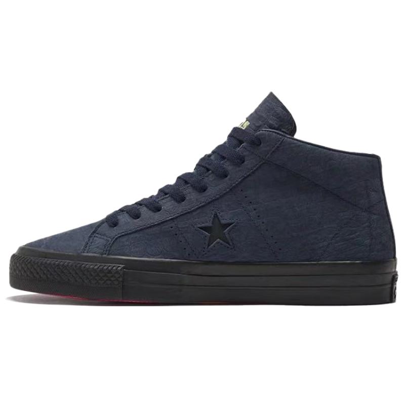 Converse One Star Pro Wrapping Non-slip and Wear-resistant Mid-top Board Shoes for Men and Women In Navy.
