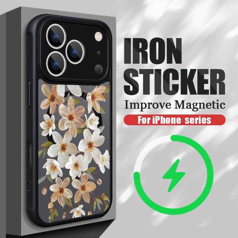 Vintage Floral Pattern Case For iPhone 17 Pro Max Magnetic For Magsafe Rugged Bumper Cover For iPhone 16 15 14 13 Pro Max
