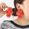 Openwork Chiffon Flower Earrings for Women, Hand-woven, Fashionable and Exaggerated Style.