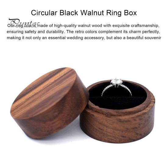 Ring Box Vintage Wooden Ring Storage Box Double Ring Display Case for Proposal Engagement Valentine Day