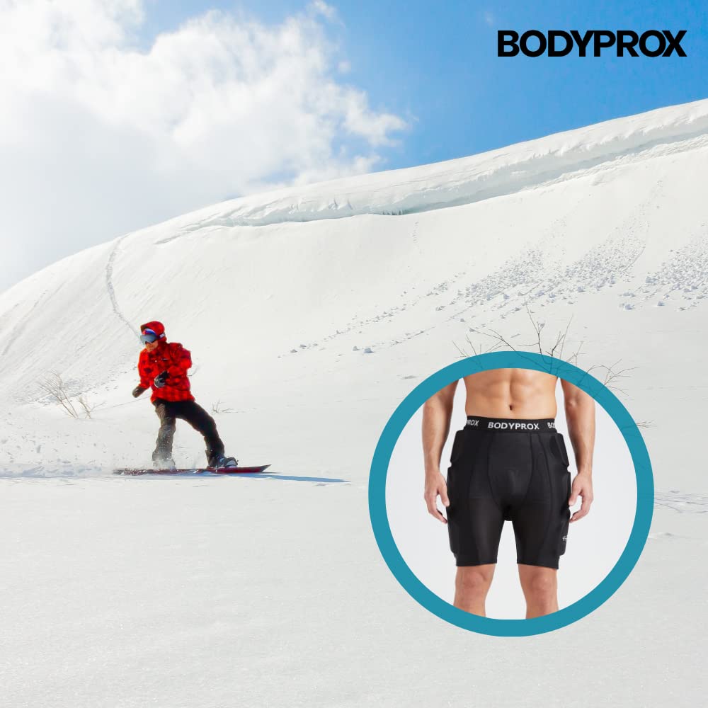 Bodyprox Protective Padded Shorts for Skating and 3D Protection for Buttocks and Coccyx Black Snowboarding, Skiing, Hips, (M)
