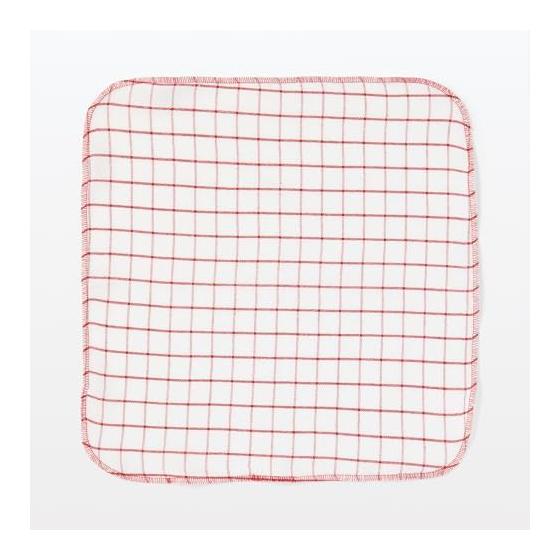 Muji Indian Cotton Yarn-Dyed Kitchen Towels, Set of 6, Red, Approx. 40x40cm, Absorbent, for Dish Wiping and Cleaning, 3 Assorted Patterns, Cotton