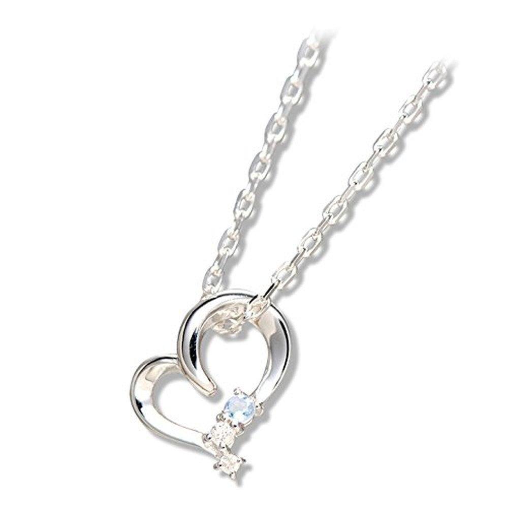 

Necklace for women with heart choice of birthstone blue [Future Angel] diamonds, motif, silver, (June moonstone)