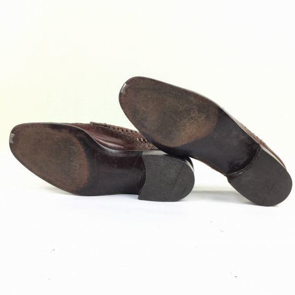 Washington/ Vintage Handmade Wingtip Business Shoes Leather Brown 24cm Braided Design(USED)