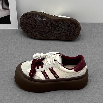 Platform-soled German Training Shoes Women's 2024 New Spring and Autumn Versatile Height-increasing Student Sports Little White Shoes Round Head