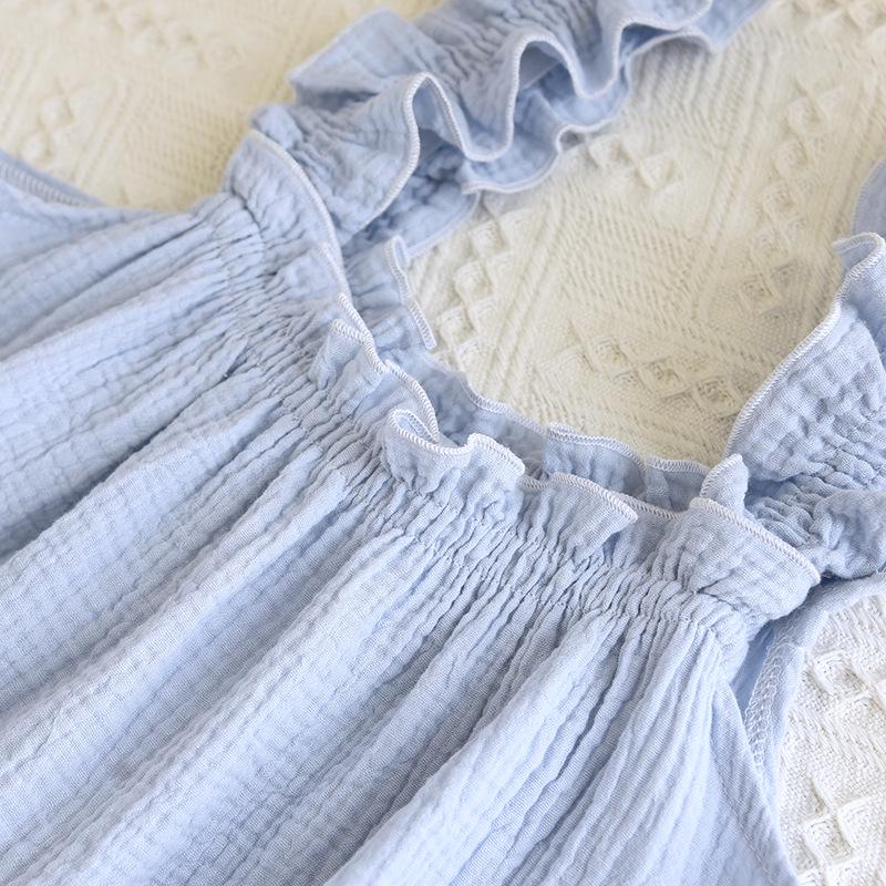 Summer Women's Cotton Spaghetti Strap Nightgown - Sweet, Loose, Mid-Length Dress