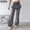 Women's Fashion Casual Solid Color Print High Waist Trousers Pants & Capris