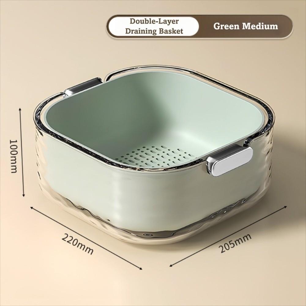 6-Piece Set Multi-purpose Kitchen Basket 3 Size Thickened Plastic Fruit Colander with Handles Double Layer Plastic Colander Set