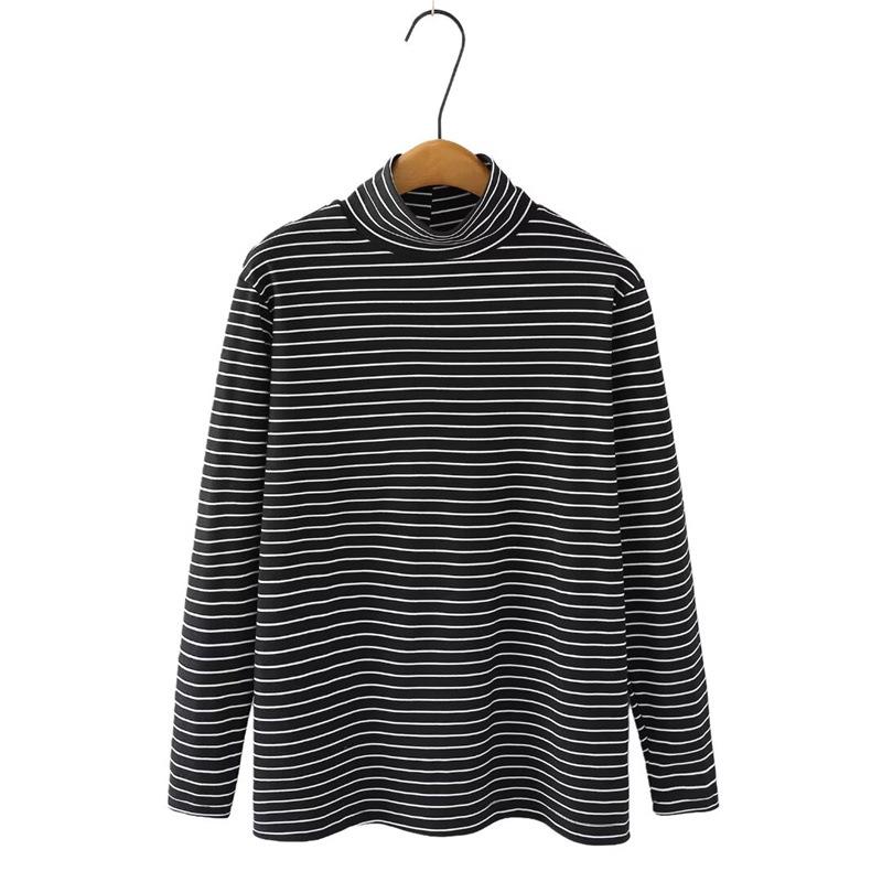 

2025 Plus Size Striped Velvet Stand Collar Long Sleeve Shirt for Women - Versatile and Elastic Base Layer 2XL