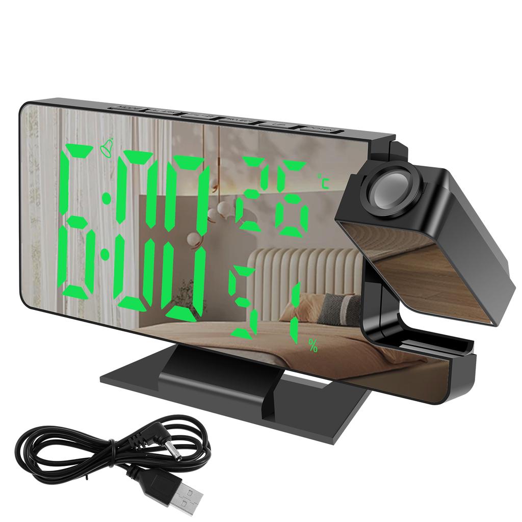 LED Digital Alarm Clock Projection Clock 4 Level Dimmable Projection Alarm Clock with Time Temperature Digital Clocks for Home