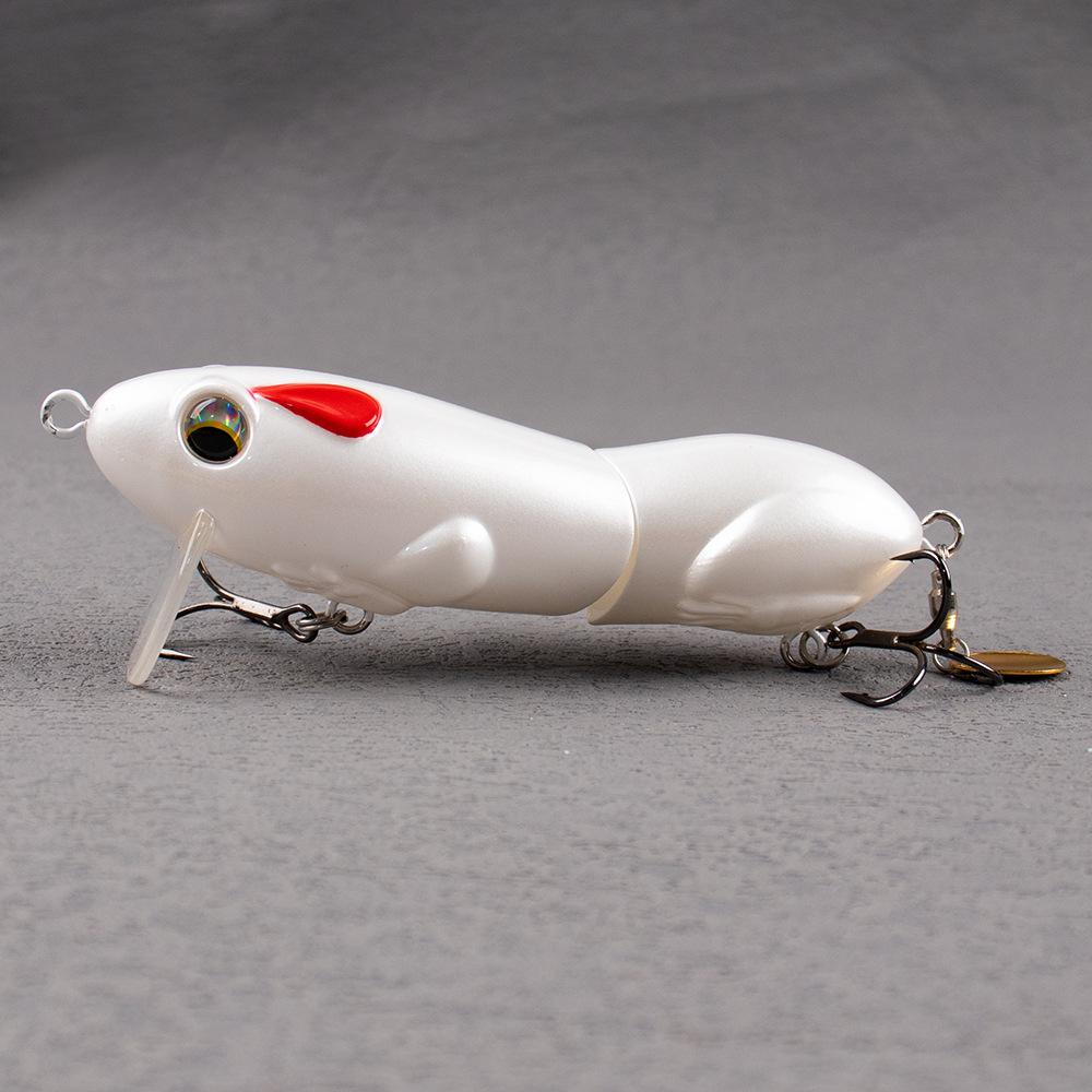 10cm 33g Floating Jointed Mouse Fishing Lure with Spinning Blade, Realistic Topwater Hard Bait Treble Hooks for Bass Freshwater Fishing