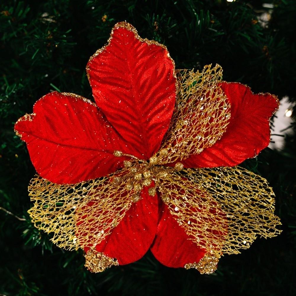 Neue 26CM Künstliche Weihnachtssternblume Pailletten Funkelnde Simulationsblumen Glitzer Weihnachtsglitzerblume Neujahrsfest