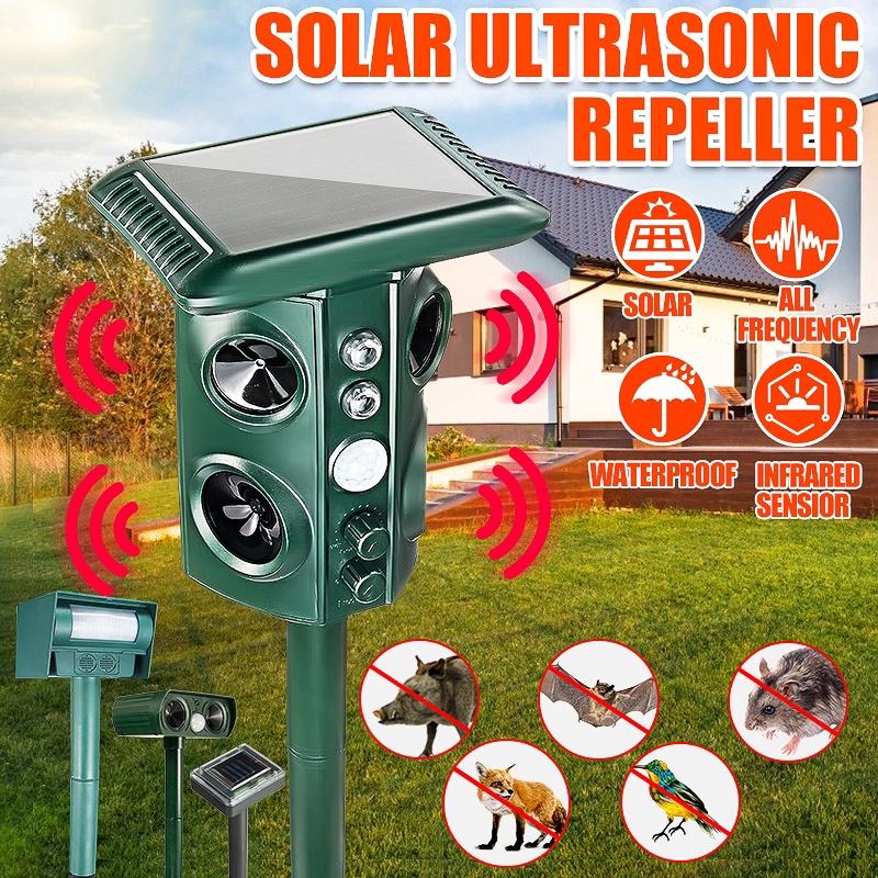 Outdoor Garden Household Solar Power Scarer Ultrasonic Vibration Wild Animal Drive For Manor Farm Rat Pest Repeller 43*16CM
