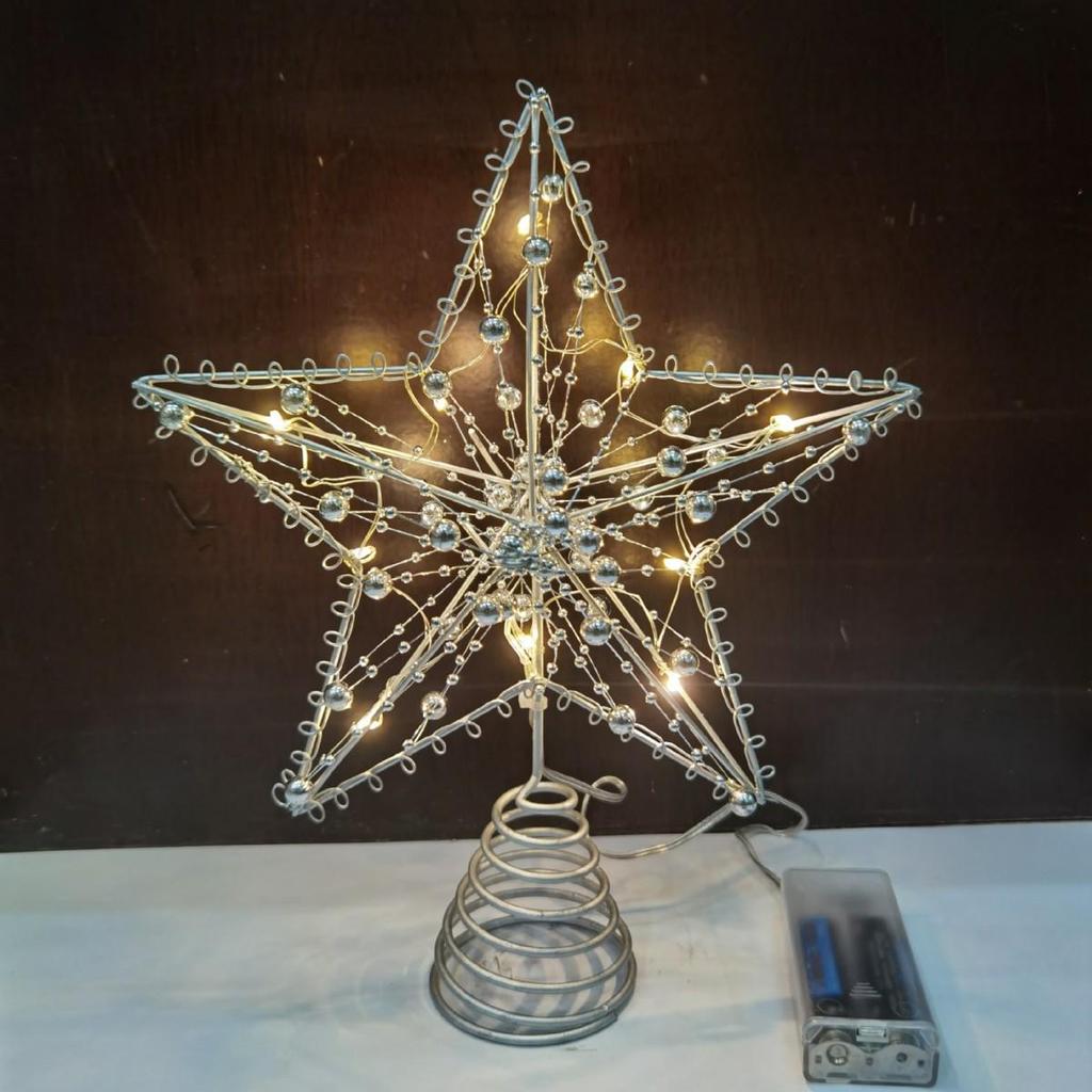 LED Glittering Rattan Wrought Iron Christmas Tree Topper Ornament