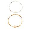 2Pcs Starfish Beaded Beaded Anklets Chain Set Elastic Foot Bracelets  Jewelry Accessories