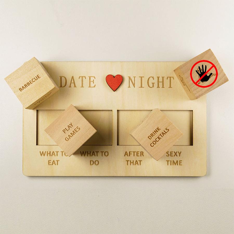 Date Night Dice, Take Out Dice For Couples, Portable Couple Wooden Dice Kit For Adults Women Men Husband Girlfriend Boyfriend Ch