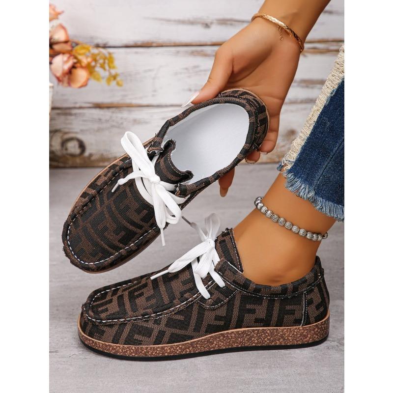 Plus Size Ethnic Style Lace-up Shoes Women's Low-top Letter Colorful Graffiti Canvas Flat Shoes