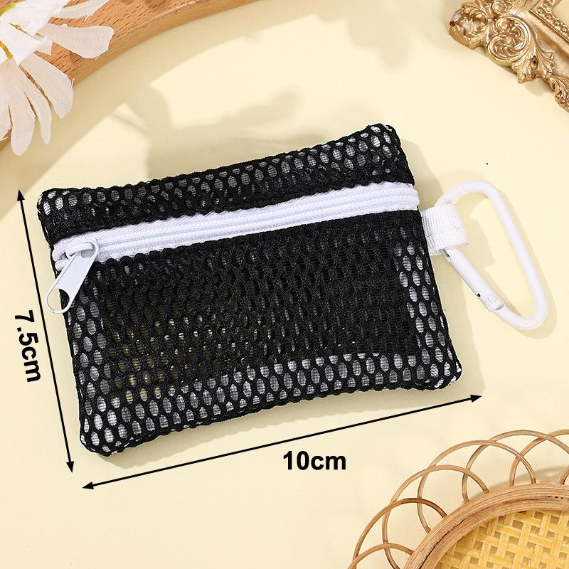 Transparent Mesh Makeup Bag Stylish Portable Cosmetic Pouch With Zipper Flat Design For Toiletries And Makeup Storage