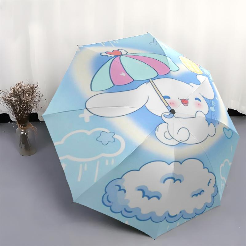1pc Happy Cinnamoroll Sanrio Cartoon Umbrella, Portable 3-Fold Compact Umbrella, Suitable for Camping, Hiking and Travel, Ideal Easter Birthday Gift f