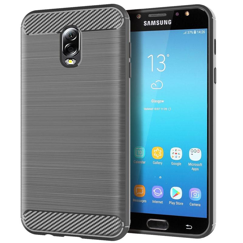 Luxury Carbon Fiber Case for Samsung Galaxy J7 Plus J7+ Full Protective Soft Cover for galaxy j7 plus Shockproof Silicone Case