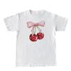 Cherry Bow Printed Women's Vintage T-Shirt Trendy Cute Coquette Tee Shirt Short Sleeve Cottagecore Aesthetic Tops Female Clothes