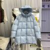 Winter Cloud Puff White Duck Down Hooded Turtle Back Down Jacket Women's Wear Medium and Long Thickened Casual Jacket Tide