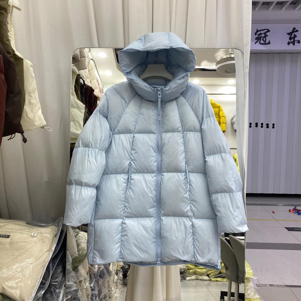 Winter Cloud Puff White Duck Down Hooded Turtle Back Down Jacket Women's Wear Medium and Long Thickened Casual Jacket Tide