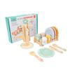 Cooking Pretend Kids Set With Wooden Kitchen Utensils Tableware For Learning