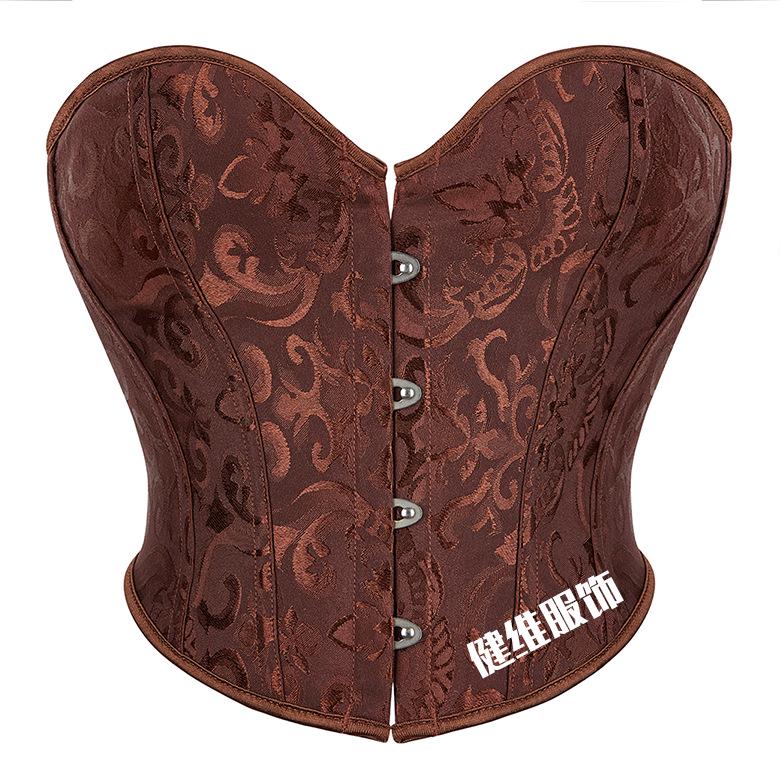 Vintage Fishbone Corset Crop Top: Drawstring, Waist Cincher, Tummy Control, Backless, Short Court Bodysuit with 4 Hooks.